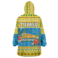 Tuvalu Christmas Wearable Blanket Hoodie Coat Of Arms Manuia Te Kilisimasi LT05 - Polynesian Pride
