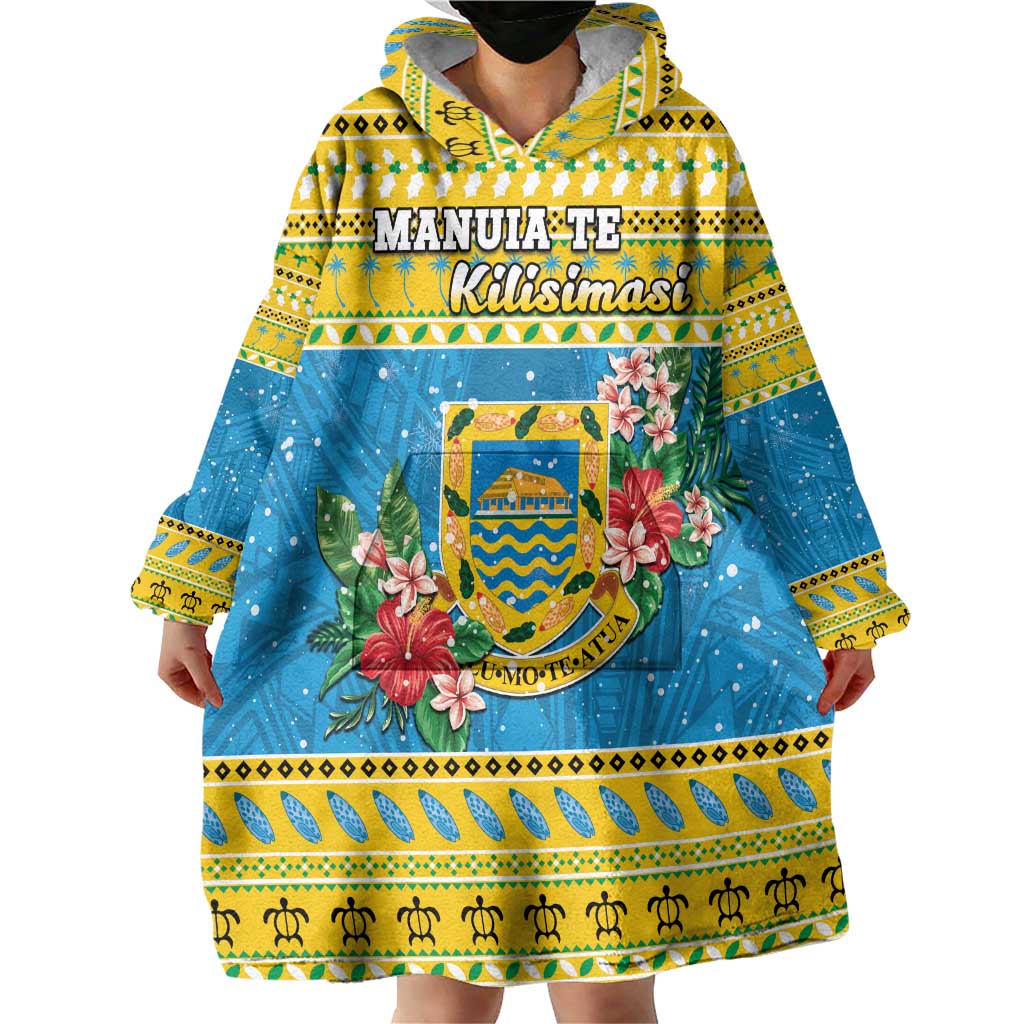 Tuvalu Christmas Wearable Blanket Hoodie Coat Of Arms Manuia Te Kilisimasi LT05 - Polynesian Pride