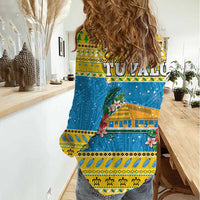 Tuvalu Christmas Women Casual Shirt Coat Of Arms Manuia Te Kilisimasi LT05 - Polynesian Pride