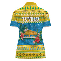 Tuvalu Christmas Women Polo Shirt Coat Of Arms Manuia Te Kilisimasi