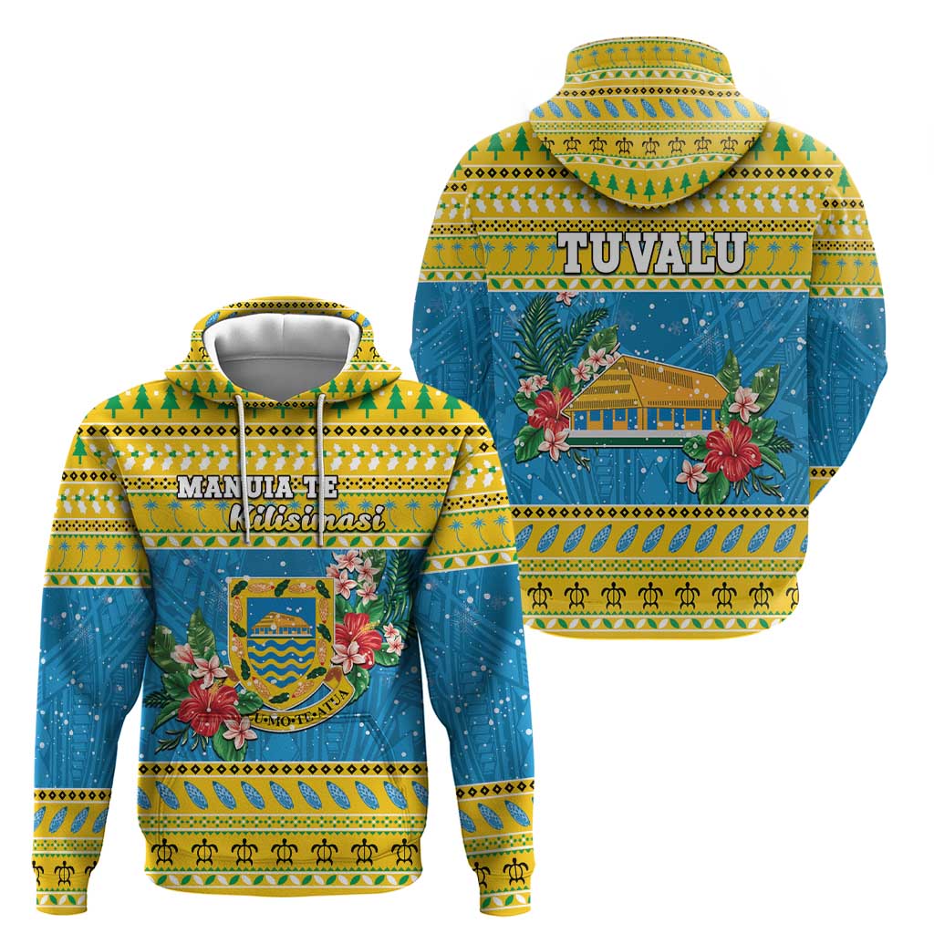 Tuvalu Christmas Zip Hoodie Coat Of Arms Manuia Te Kilisimasi LT05 - Polynesian Pride