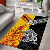 New Zealand And Papua New Guinea Rugby Custom Area Rug Maori Kiwi With Bird of Paradise LT05 - Polynesian Pride