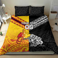 New Zealand And Papua New Guinea Rugby Custom Bedding Set Maori Kiwi With Bird of Paradise LT05 - Polynesian Pride