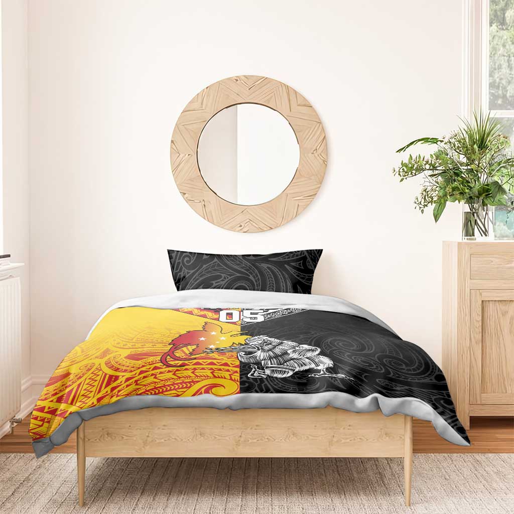 New Zealand And Papua New Guinea Rugby Custom Bedding Set Maori Kiwi With Bird of Paradise LT05 - Polynesian Pride