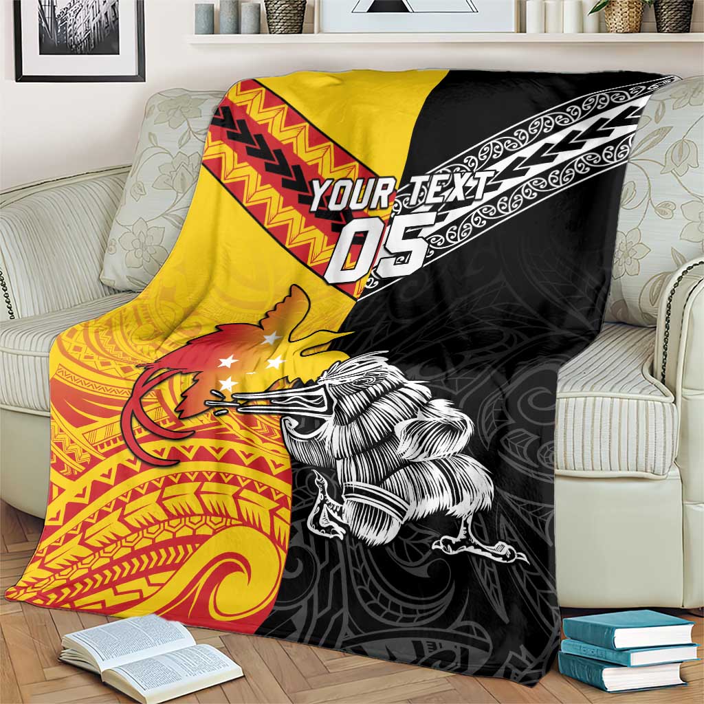 New Zealand And Papua New Guinea Rugby Custom Blanket Maori Kiwi With Bird of Paradise LT05 - Polynesian Pride