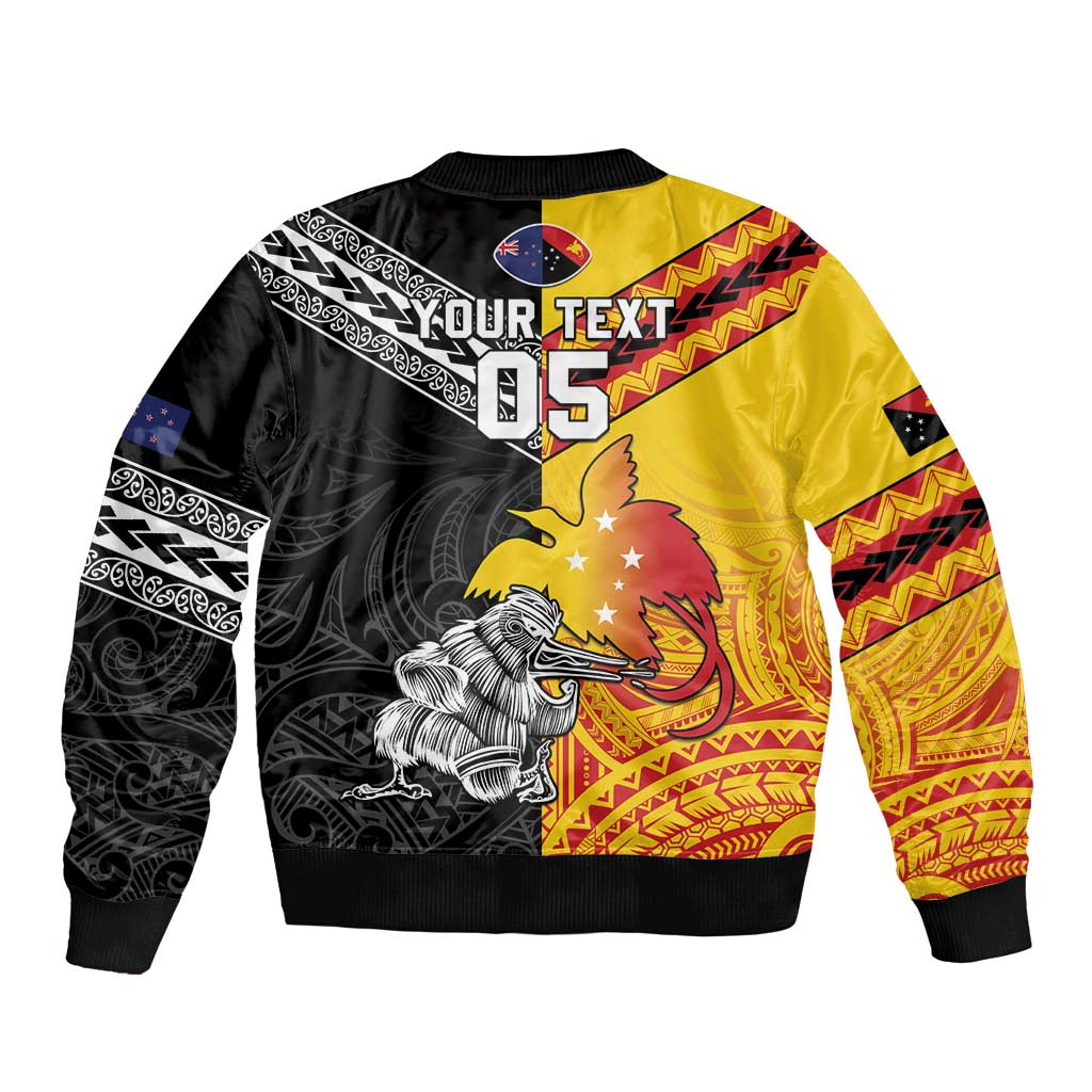 New Zealand And Papua New Guinea Rugby Custom Bomber Jacket Maori Kiwi With Bird of Paradise LT05 - Polynesian Pride