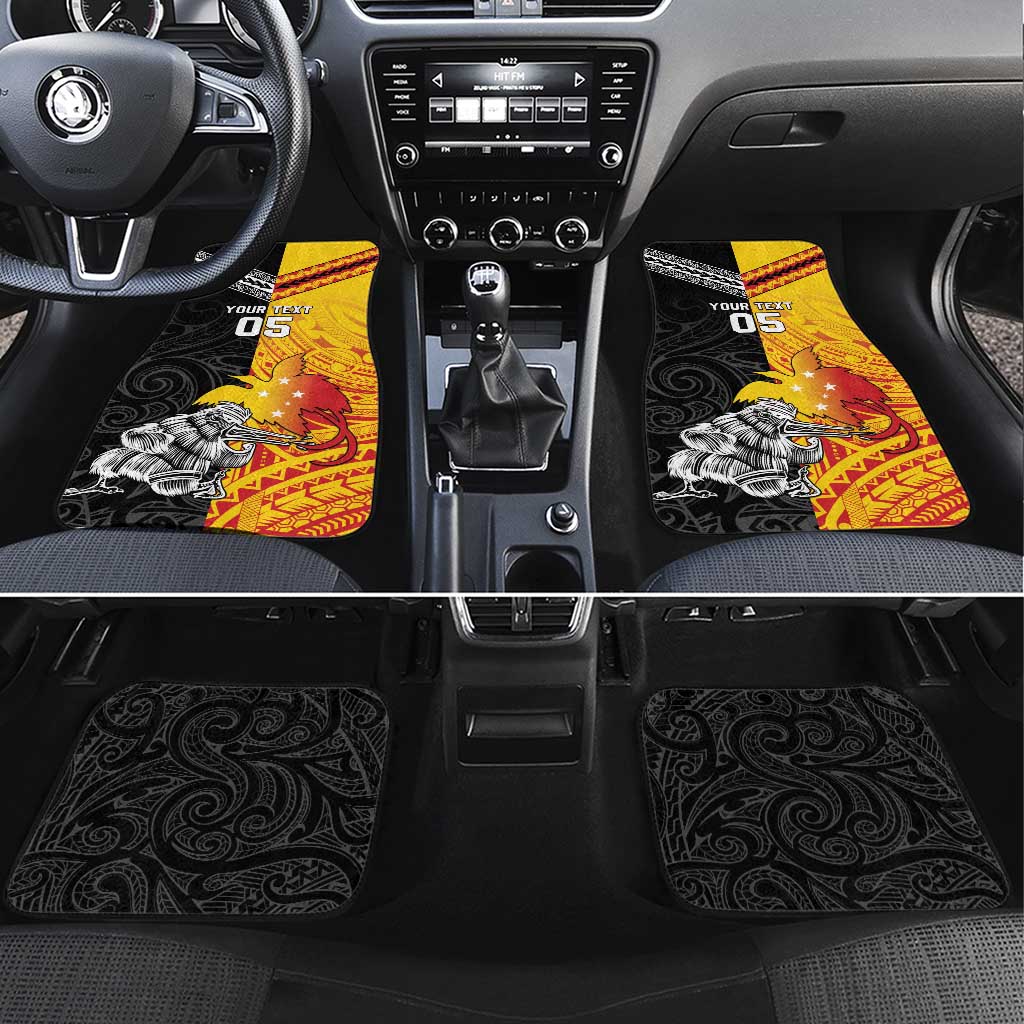 New Zealand And Papua New Guinea Rugby Custom Car Mats Maori Kiwi With Bird of Paradise LT05 Set 4pcs Black - Polynesian Pride