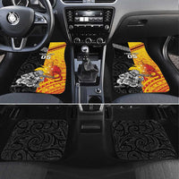 New Zealand And Papua New Guinea Rugby Custom Car Mats Maori Kiwi With Bird of Paradise LT05 Set 4pcs Black - Polynesian Pride