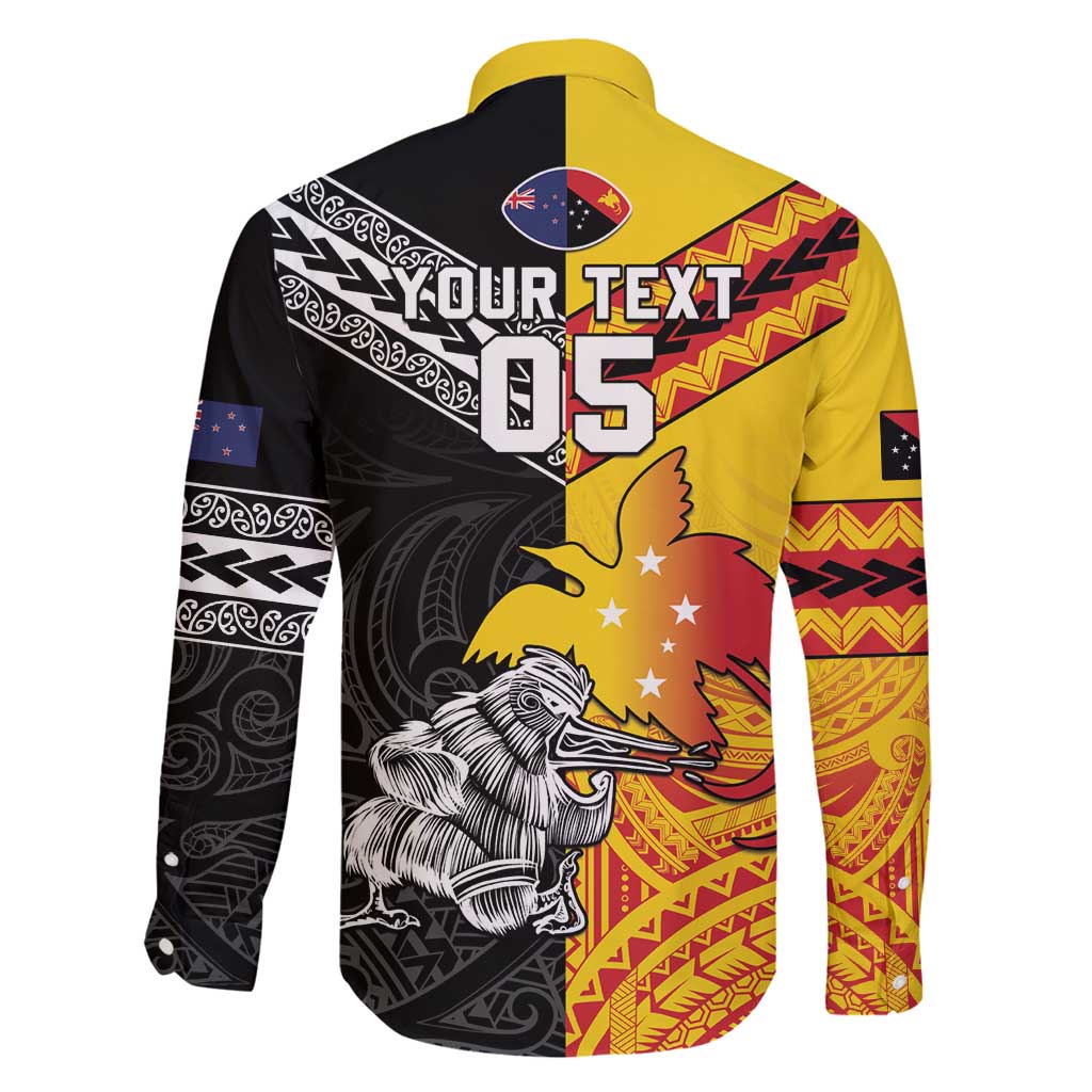 New Zealand And Papua New Guinea Rugby Custom Family Matching Long Sleeve Bodycon Dress and Hawaiian Shirt Maori Kiwi With Bird of Paradise LT05 - Polynesian Pride
