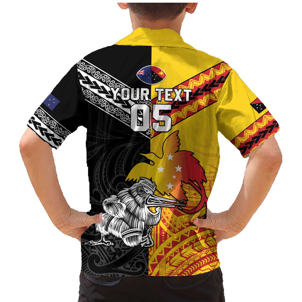 New Zealand And Papua New Guinea Rugby Custom Family Matching Mermaid Dress and Hawaiian Shirt Maori Kiwi With Bird of Paradise LT05 - Polynesian Pride