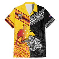 New Zealand And Papua New Guinea Rugby Custom Family Matching Mermaid Dress and Hawaiian Shirt Maori Kiwi With Bird of Paradise LT05 Dad's Shirt - Short Sleeve Black - Polynesian Pride