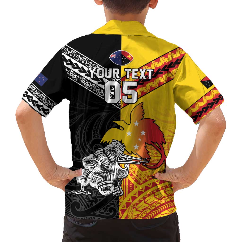 New Zealand And Papua New Guinea Rugby Custom Family Matching Off Shoulder Maxi Dress and Hawaiian Shirt Maori Kiwi With Bird of Paradise LT05 - Polynesian Pride
