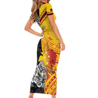 New Zealand And Papua New Guinea Rugby Custom Family Matching Short Sleeve Bodycon Dress and Hawaiian Shirt Maori Kiwi With Bird of Paradise LT05 - Polynesian Pride