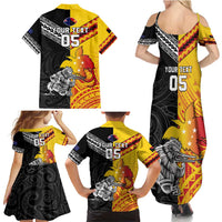 New Zealand And Papua New Guinea Rugby Custom Family Matching Summer Maxi Dress and Hawaiian Shirt Maori Kiwi With Bird of Paradise LT05 - Polynesian Pride