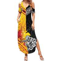 New Zealand And Papua New Guinea Rugby Custom Family Matching Summer Maxi Dress and Hawaiian Shirt Maori Kiwi With Bird of Paradise LT05 Mom's Dress Black - Polynesian Pride