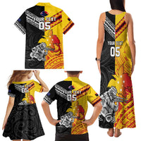 New Zealand And Papua New Guinea Rugby Custom Family Matching Tank Maxi Dress and Hawaiian Shirt Maori Kiwi With Bird of Paradise LT05 - Polynesian Pride
