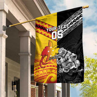 New Zealand And Papua New Guinea Rugby Custom Garden Flag Maori Kiwi With Bird of Paradise LT05 House Flag Black - Polynesian Pride