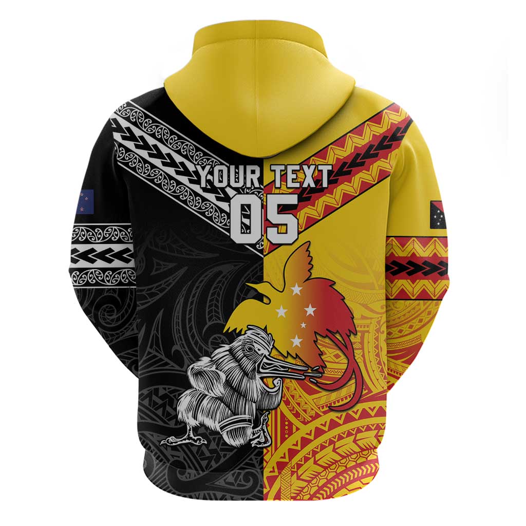 New Zealand And Papua New Guinea Rugby Custom Hoodie Maori Kiwi With Bird of Paradise LT05 - Polynesian Pride