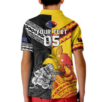 New Zealand And Papua New Guinea Rugby Custom Kid Polo Shirt Maori Kiwi With Bird of Paradise LT05 - Polynesian Pride