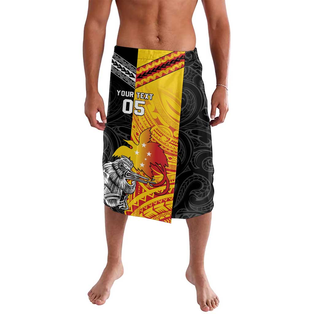 New Zealand And Papua New Guinea Rugby Custom Lavalava Maori Kiwi With Bird of Paradise LT05 Black - Polynesian Pride