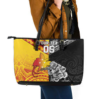 New Zealand And Papua New Guinea Rugby Custom Leather Tote Bag Maori Kiwi With Bird of Paradise LT05 - Polynesian Pride