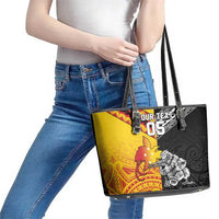 New Zealand And Papua New Guinea Rugby Custom Leather Tote Bag Maori Kiwi With Bird of Paradise LT05 - Polynesian Pride