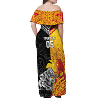 New Zealand And Papua New Guinea Rugby Custom Off Shoulder Maxi Dress Maori Kiwi With Bird of Paradise LT05 - Polynesian Pride