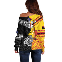 New Zealand And Papua New Guinea Rugby Custom Off Shoulder Sweater Maori Kiwi With Bird of Paradise LT05 - Polynesian Pride