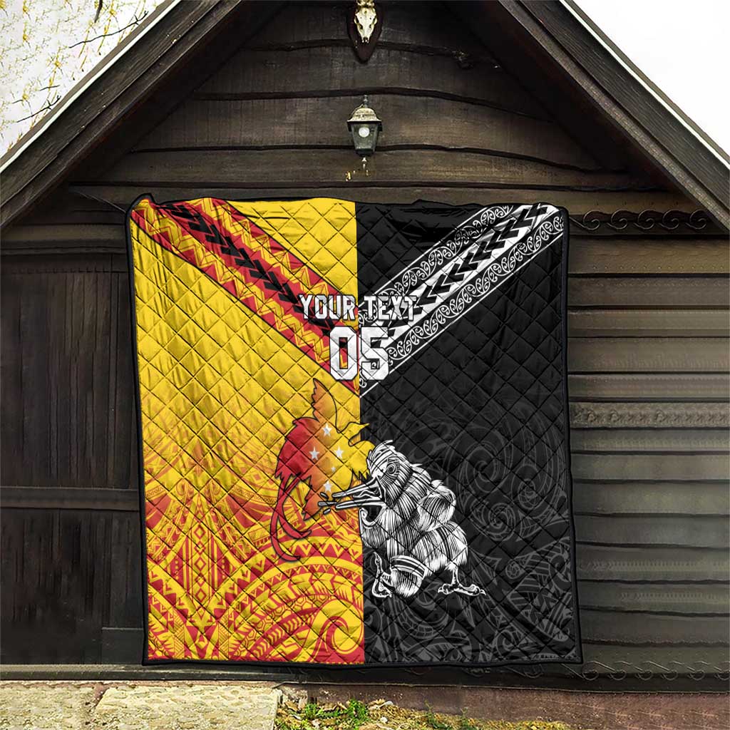 New Zealand And Papua New Guinea Rugby Custom Quilt Maori Kiwi With Bird of Paradise LT05 - Polynesian Pride