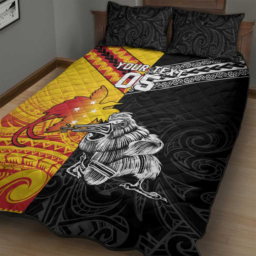 New Zealand And Papua New Guinea Rugby Custom Quilt Bed Set Maori Kiwi With Bird of Paradise LT05 - Polynesian Pride