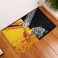 New Zealand And Papua New Guinea Rugby Custom Rubber Doormat Maori Kiwi With Bird of Paradise LT05 - Polynesian Pride