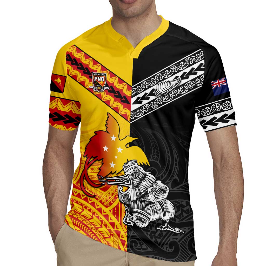 New Zealand And Papua New Guinea Rugby Custom Rugby Jersey Maori Kiwi With Bird of Paradise LT05 - Polynesian Pride