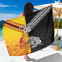 New Zealand And Papua New Guinea Rugby Custom Sarong Maori Kiwi With Bird of Paradise LT05 One Size 44 x 66 inches Black - Polynesian Pride