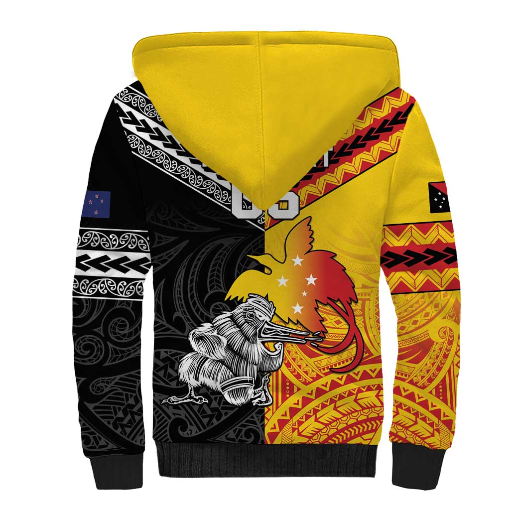 New Zealand And Papua New Guinea Rugby Custom Sherpa Hoodie Maori Kiwi With Bird of Paradise LT05 - Polynesian Pride