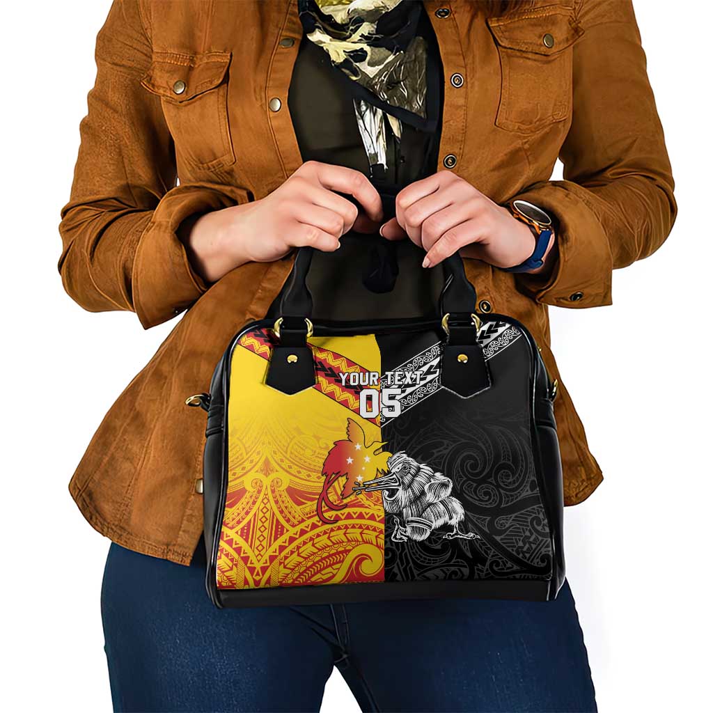 New Zealand And Papua New Guinea Rugby Custom Shoulder Handbag Maori Kiwi With Bird of Paradise LT05 - Polynesian Pride