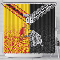 New Zealand And Papua New Guinea Rugby Custom Shower Curtain Maori Kiwi With Bird of Paradise LT05 - Polynesian Pride