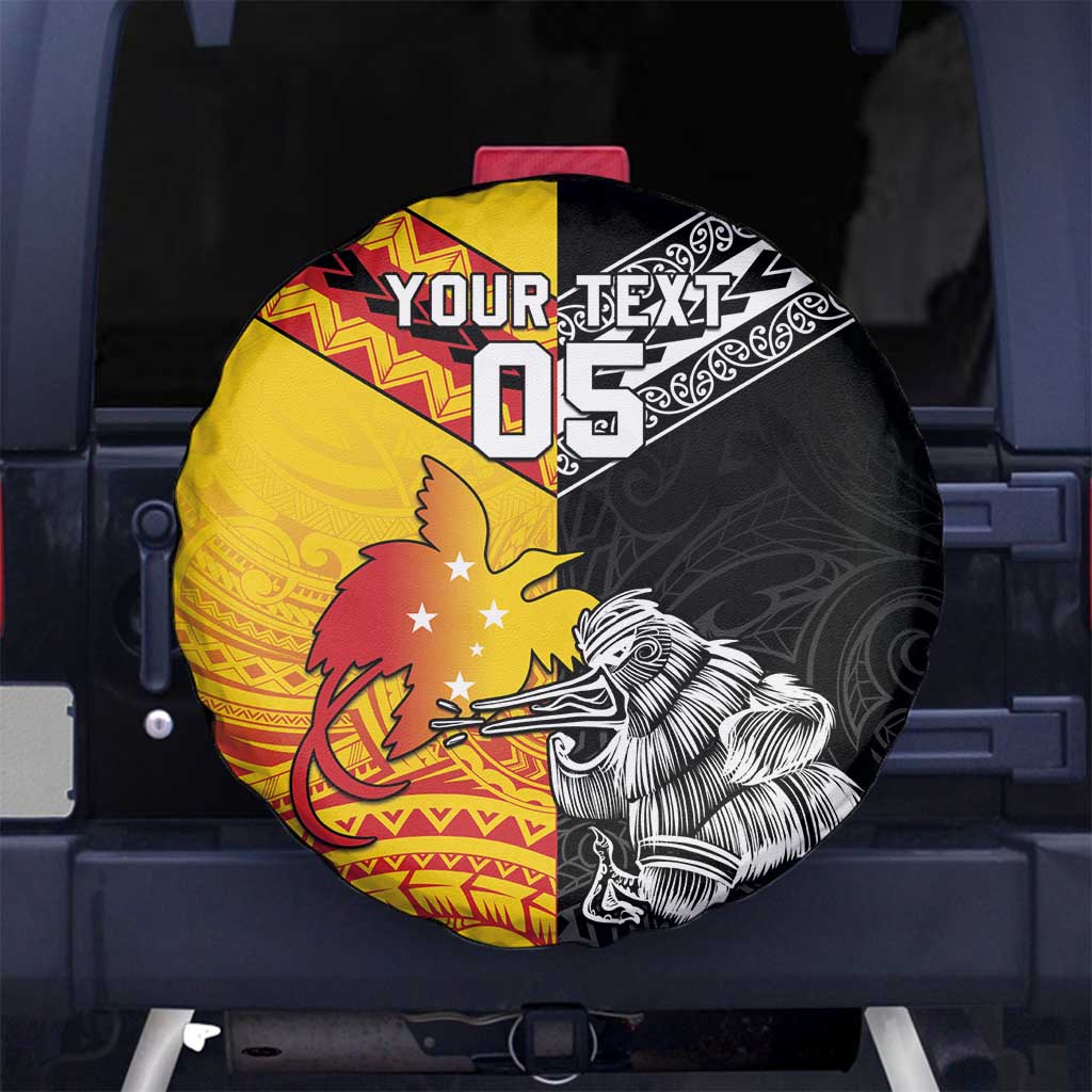 New Zealand And Papua New Guinea Rugby Custom Spare Tire Cover Maori Kiwi With Bird of Paradise LT05 - Polynesian Pride