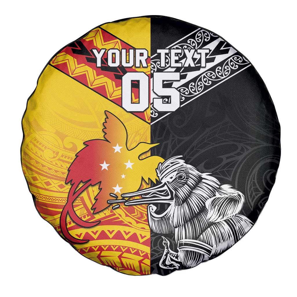New Zealand And Papua New Guinea Rugby Custom Spare Tire Cover Maori Kiwi With Bird of Paradise LT05 - Polynesian Pride
