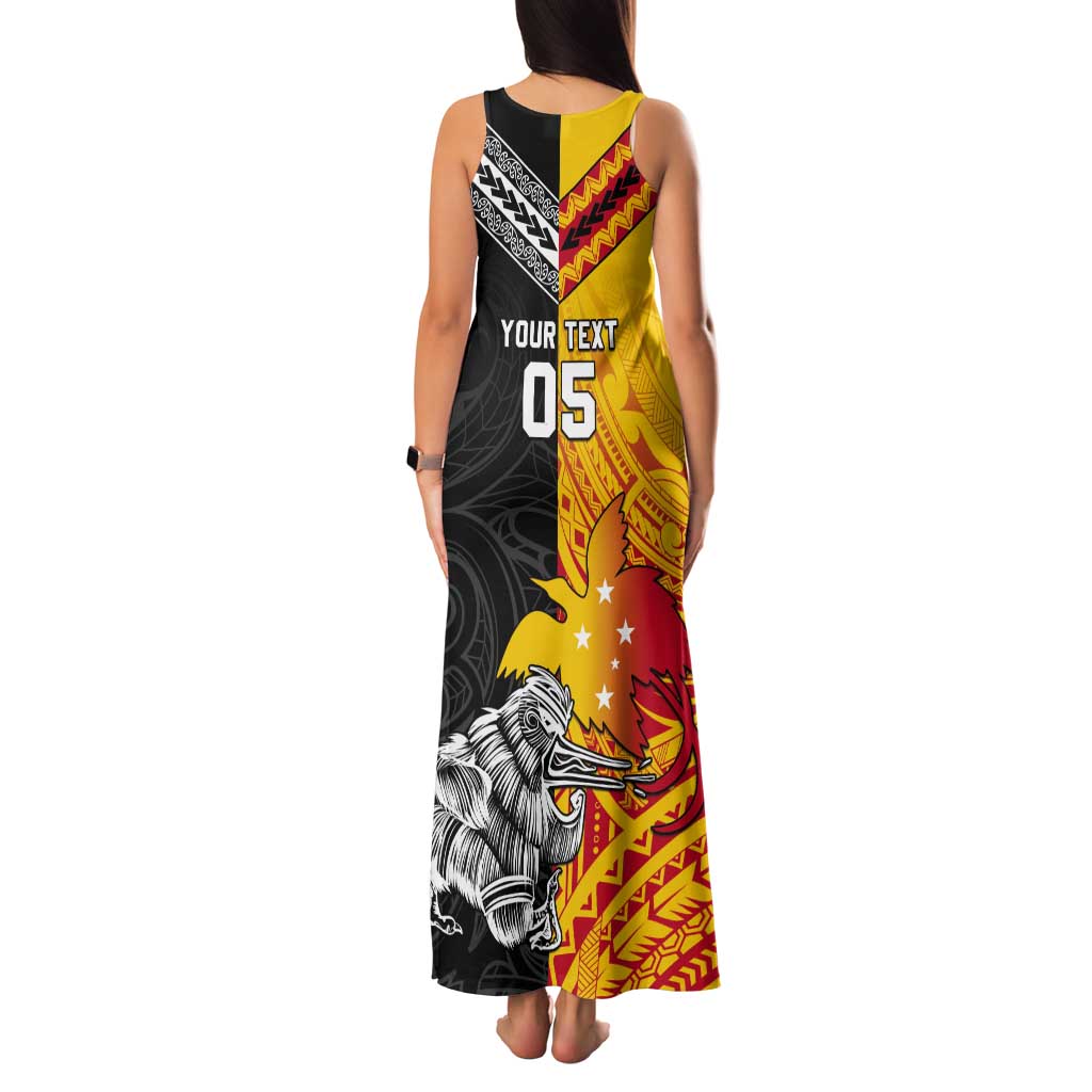 New Zealand And Papua New Guinea Rugby Custom Tank Maxi Dress Maori Kiwi With Bird of Paradise LT05 - Polynesian Pride