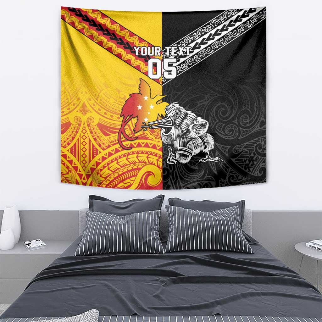 New Zealand And Papua New Guinea Rugby Custom Tapestry Maori Kiwi With Bird of Paradise LT05 - Polynesian Pride