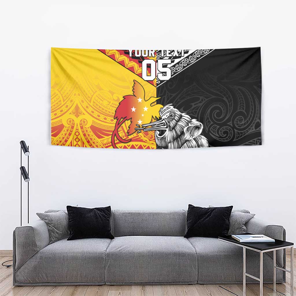 New Zealand And Papua New Guinea Rugby Custom Tapestry Maori Kiwi With Bird of Paradise LT05 - Polynesian Pride