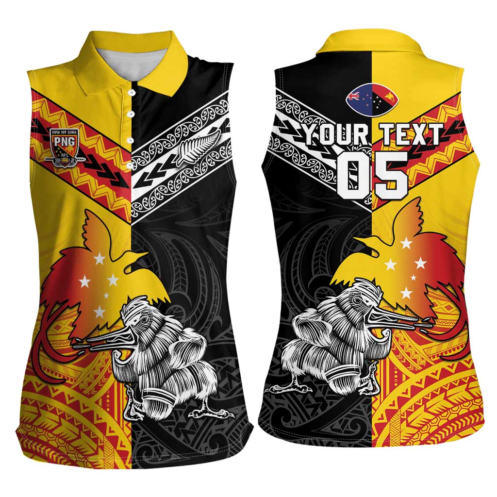 New Zealand And Papua New Guinea Rugby Custom Women Sleeveless Polo Shirt Maori Kiwi With Bird of Paradise LT05 - Polynesian Pride
