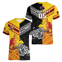 New Zealand And Papua New Guinea Rugby Custom Women V-Neck T-Shirt Maori Kiwi With Bird of Paradise LT05 - Polynesian Pride