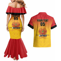 Papua New Guinea Rugby Custom Couples Matching Mermaid Dress and Hawaiian Shirt Go Orchids Pacific Champions LT05 - Polynesian Pride