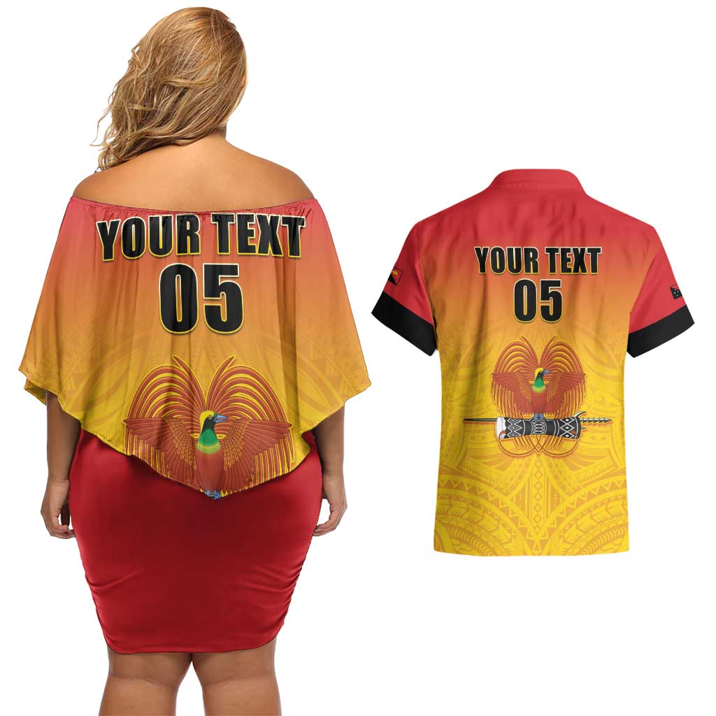 Papua New Guinea Rugby Custom Couples Matching Off Shoulder Short Dress and Hawaiian Shirt Go Orchids Pacific Champions LT05 - Polynesian Pride