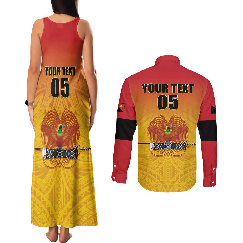Papua New Guinea Rugby Custom Couples Matching Tank Maxi Dress and Long Sleeve Button Shirt Go Orchids Pacific Champions LT05 - Polynesian Pride