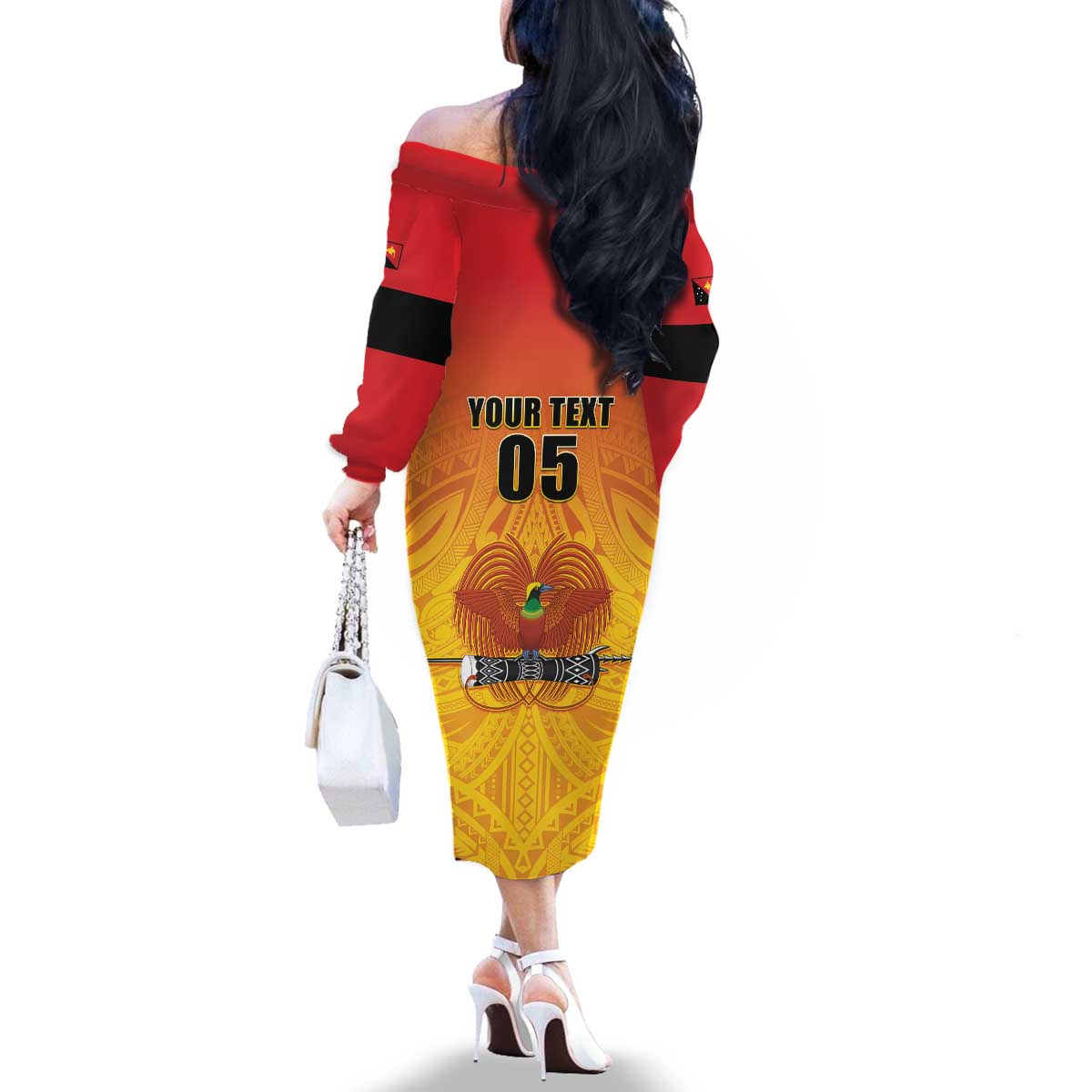 Papua New Guinea Rugby Custom Family Matching Off The Shoulder Long Sleeve Dress and Hawaiian Shirt Go Orchids Pacific Champions LT05 - Polynesian Pride