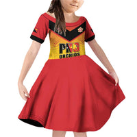 Papua New Guinea Rugby Custom Family Matching Off Shoulder Short Dress and Hawaiian Shirt Go Orchids Pacific Champions LT05 Daughter's Dress Yellow - Polynesian Pride