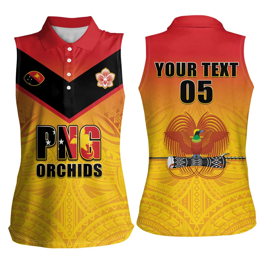 Papua New Guinea Rugby Custom Women Sleeveless Polo Shirt Go Orchids Pacific Champions LT05 - Polynesian Pride