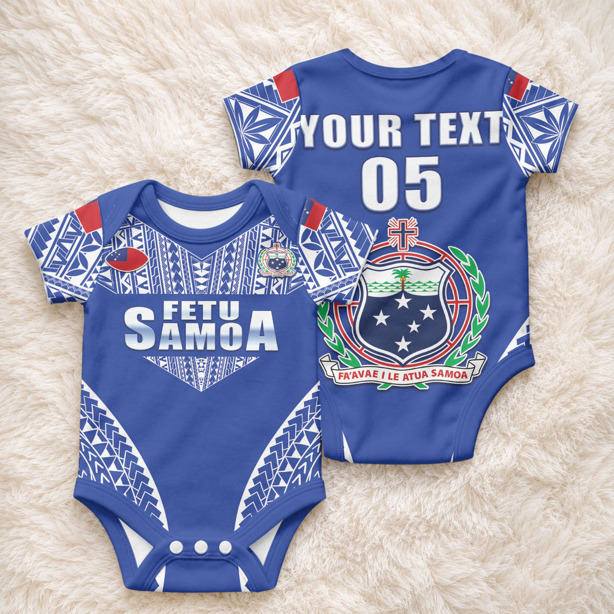 Fetu Samoa Rugby Custom Baby Onesie Go Champions LT05 - Polynesian Pride